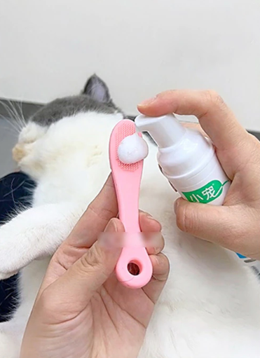 Escova de Dedo de Silicone para Pets Silk Rosa
