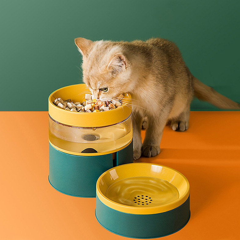 Alimentador 2 em 1 para Pets DTower Verde e Amarelo