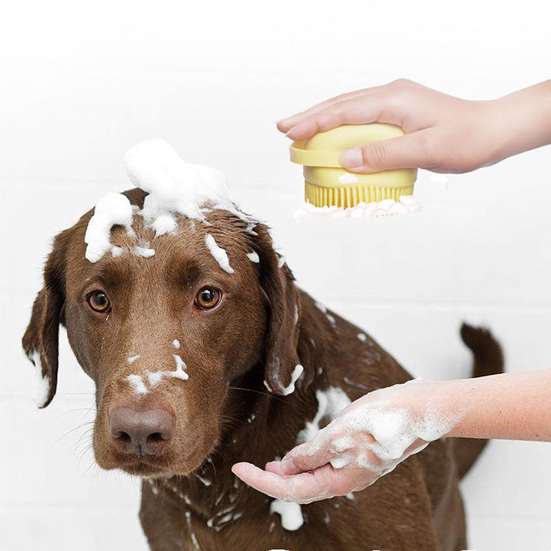 Escova de Banho Para Pets Puxy Amarela