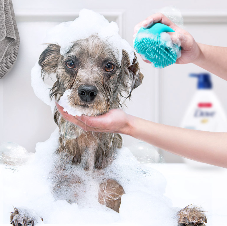 Escova de Banho Para Pets Puxy Azul