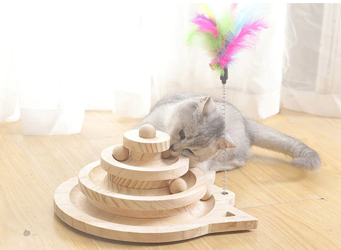 Brinquedo Torre com Bolinhas para Gatos Bauli 3 Andares