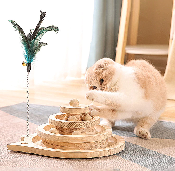 Brinquedo Torre com Bolinhas para Gatos Bauli 3 Andares