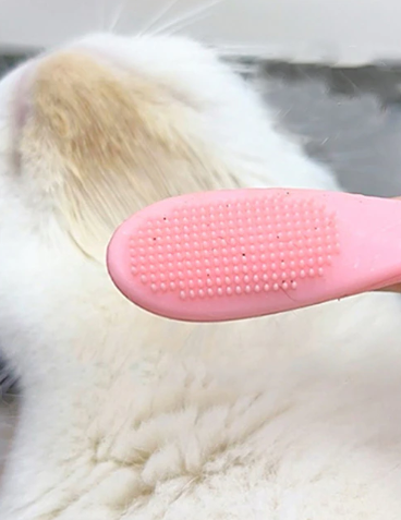 Escova de Dedo de Silicone para Pets Silk Rosa
